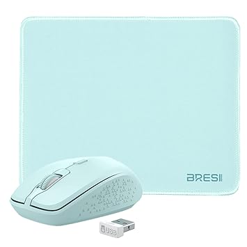 Bluetooth Mouse and Mouse Pad BreSii Wireless Mouse for Laptop, Silent Mouse 2.4G/BT Ambidextrous Ergonomic Curve Design Adjustable DPI & USB Nano Receiver for Android PC Notebook Computer Mac-Green