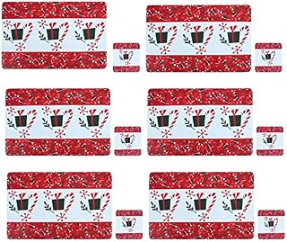 Lifreer Christmas Placemats and Coasters, Set of 12 Christmas Table Mats Cup Mats PVC Heat Resistant Christmas Mats Christmas Table Decorations for Kitchen, Home, Restaurant (Red)