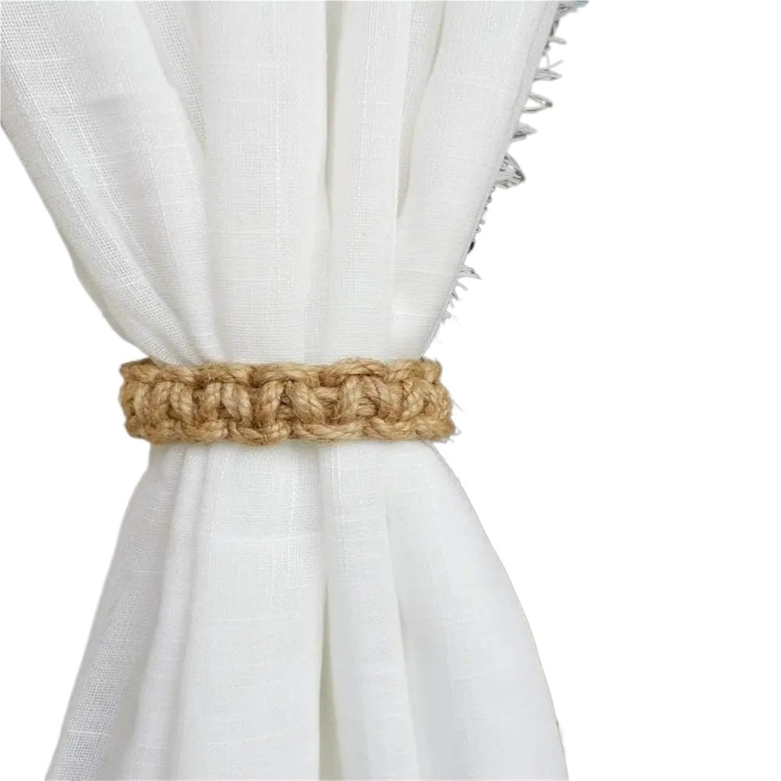 Embrasses de Rideaux en Corde Chanvre tissées à la Main, Support Rangement décoratif avec Plusieurs Crochets, décoration Chambre Coucher, Accessoire, 4 pièces pour Maison