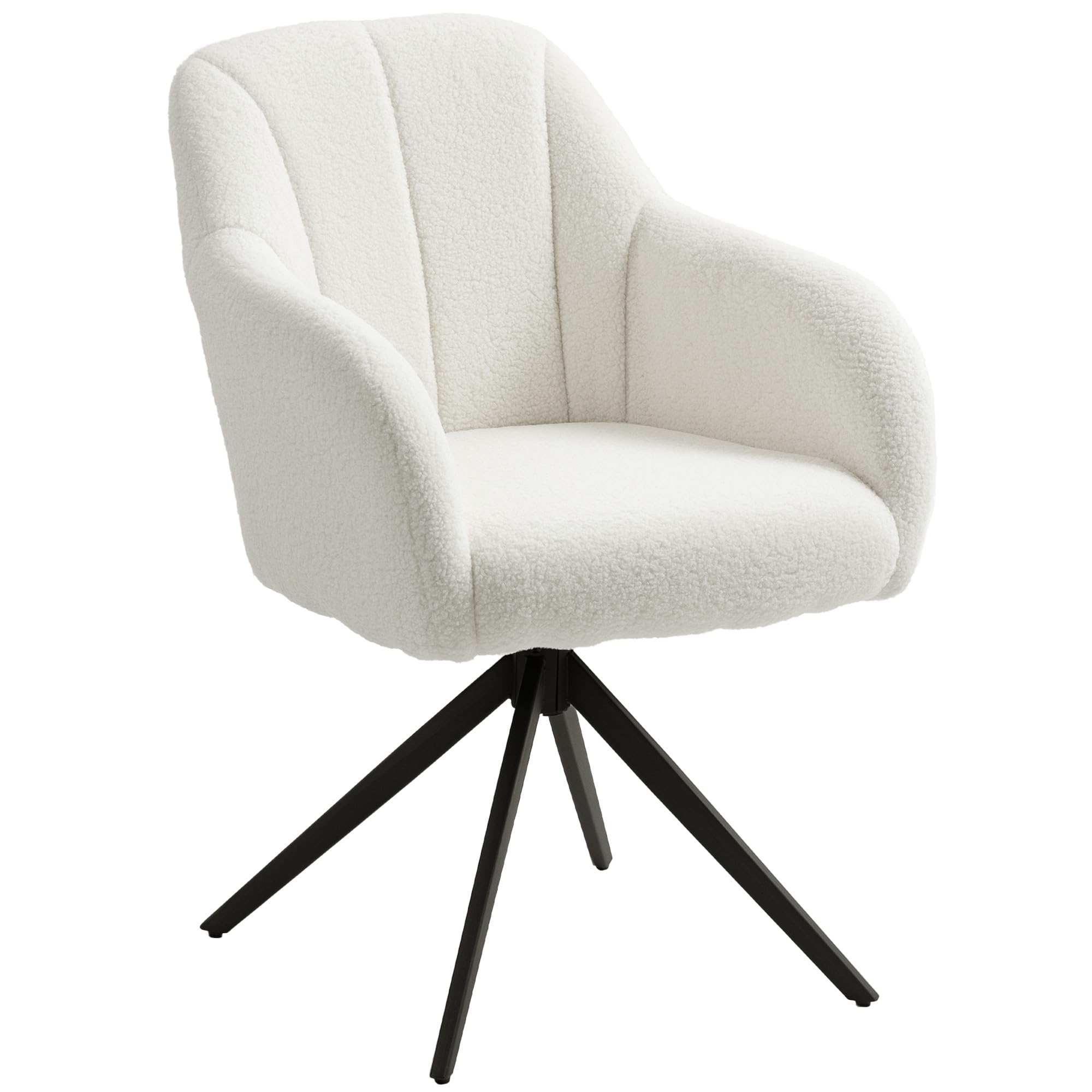 HOMCOM 360 Degree Swivel Accent Chair, Teddy Fleece Fabric Armchair, White | Size: Armchair