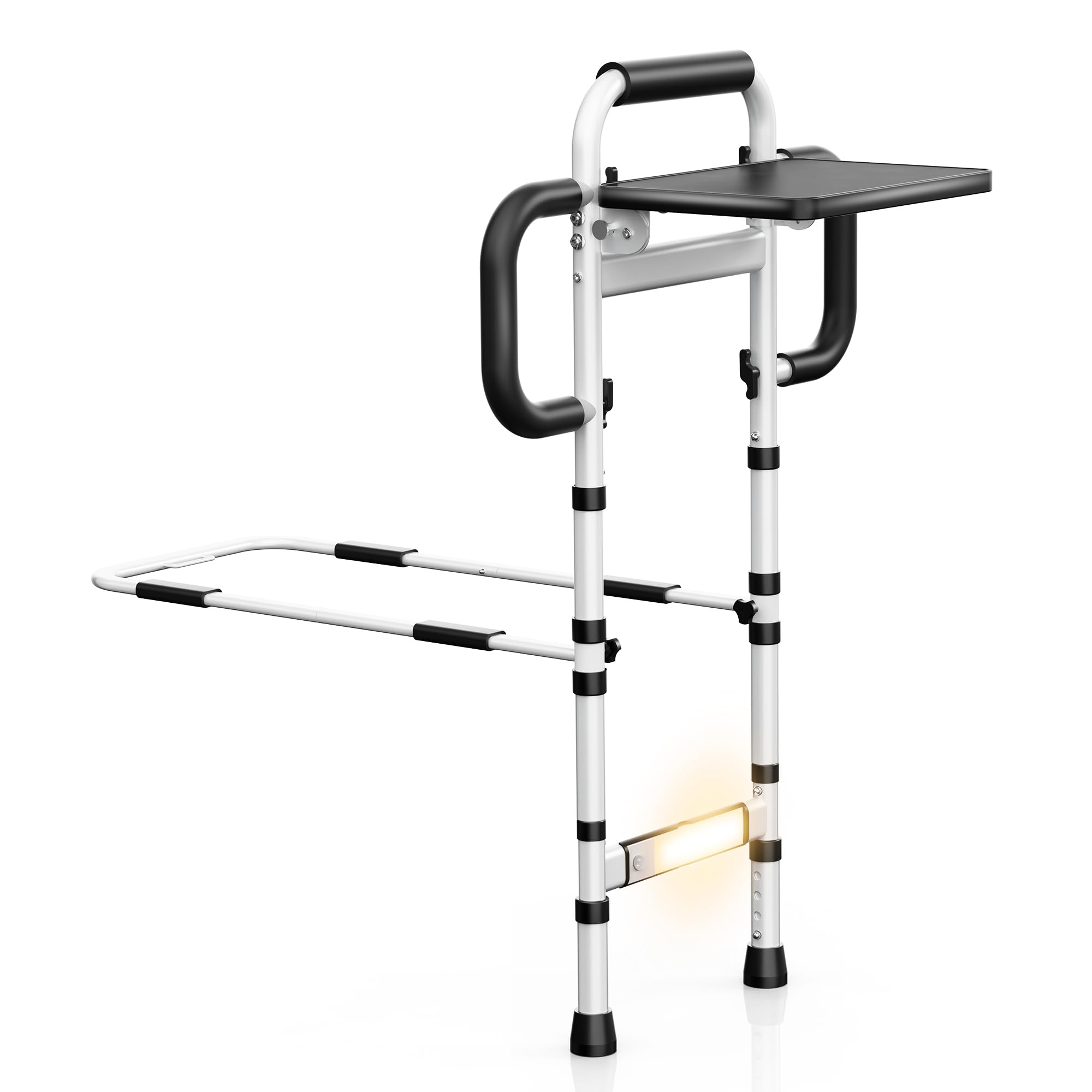 Bed Rails for Elderly Adults Safety, FSA/HSA Eligible Height Adjustable Bed Rail with Non-Slip Handle Foldable Desk & Motion Sensor Light Up to 350 Lbs Bed Rails for King Queen Full Twin Bed