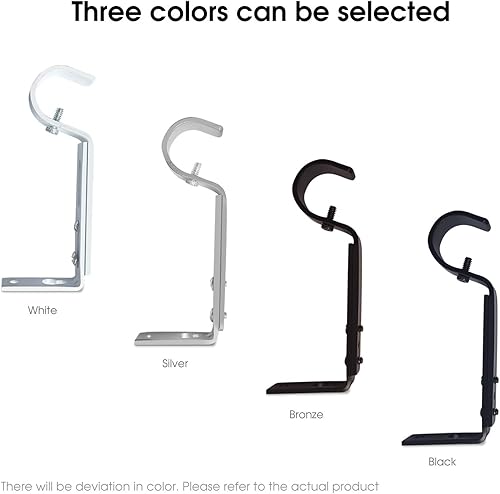 Miniatura 6 de Soportes de barra de cortina ajustables resistentes para barras de 78 o 1 pulgada, juego de 3 (blanco)