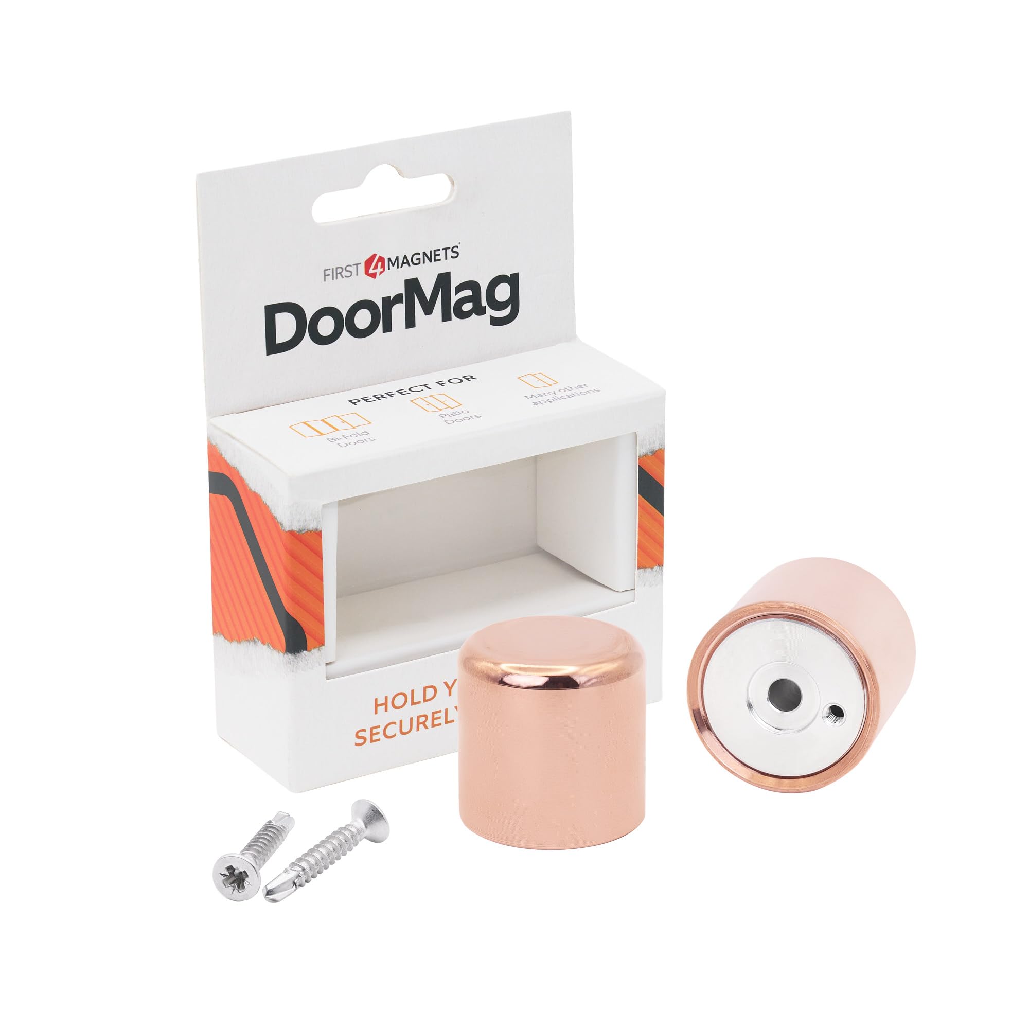DoorMag Bifold Door Magnet, Magnetic Door Catch & Door Stop for Bi-Fold Folding Doors - Heavy Duty Magnetic Holder, Fixing Screws Included - Rose Gold
