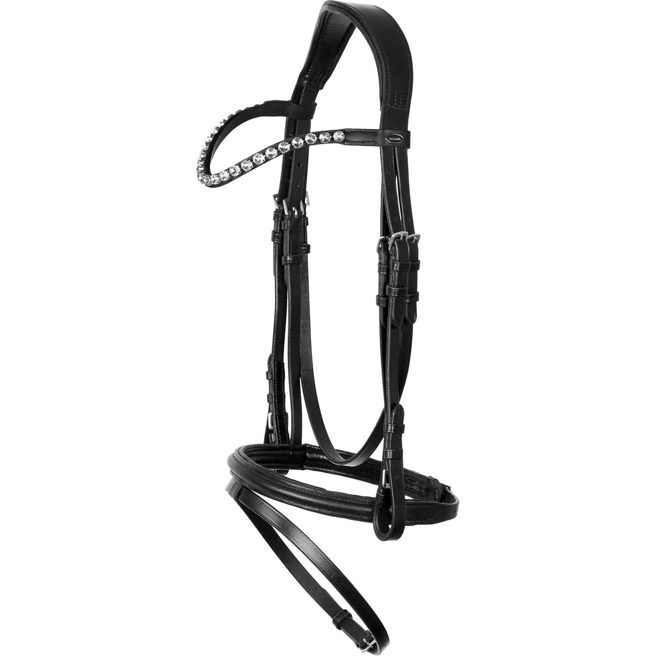 Trense Comfort englisch kombiniert Schwarz ~ Glow-Silver ~ Warmblut