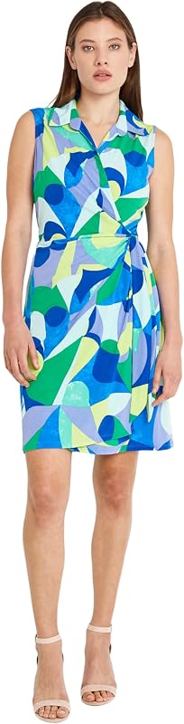 Vestido camisero sin mangas con cuello Donna Morgan para Mujer | Vestido cruzado cómodo y ajustable para mujer
