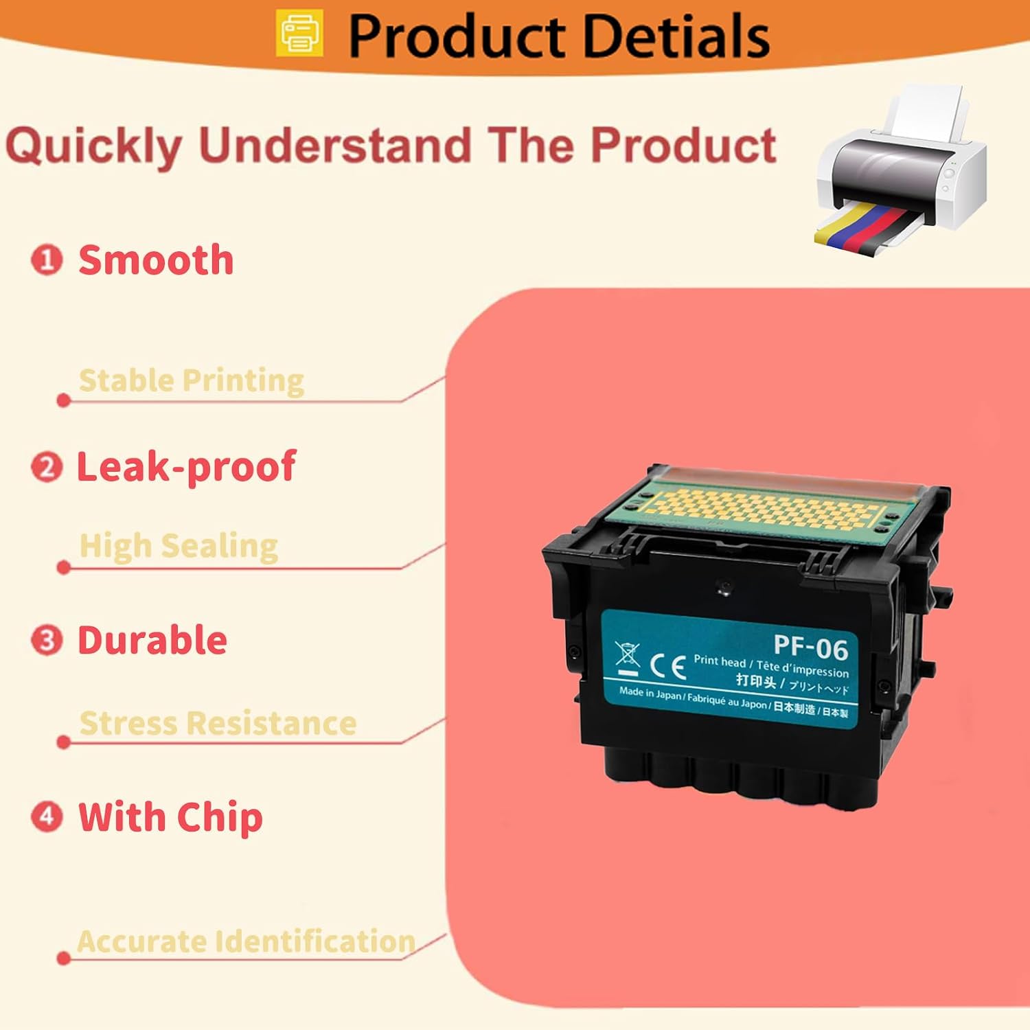 PF-06 PF06 Printhead Compatible for Canon TA-20 TA-30 TA-5200 TA-5300 TM-300 TM-305 TM-5200 TM-5205 TM-5300 TM-5305 TX-2000 TX-3000 TX-4000 Printers 1Pack