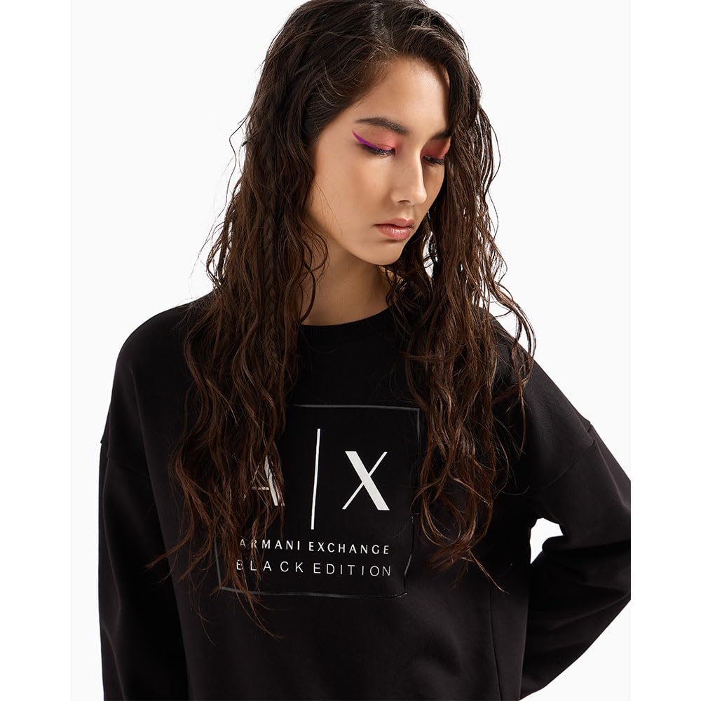 Armani Exchange Sustainable, Black Edition, Round Neck Maglia di Tuta Donna