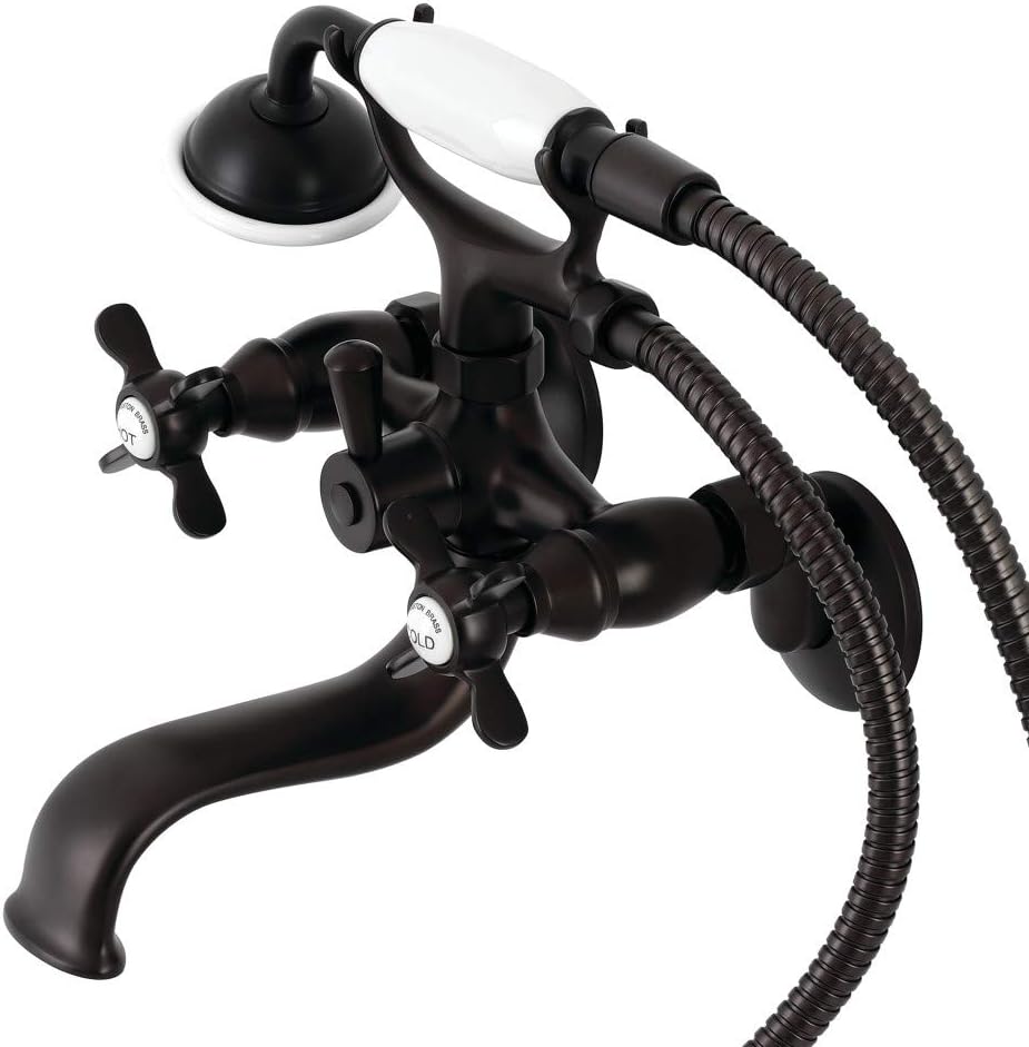 Kingston Brass KS245ORB Essex Wall Mount Clawfoot Tub Faucet with Hand Shower, Oil Rubbed Bronze
