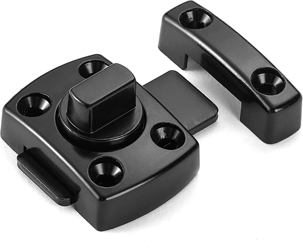 2 Set Black Rotate Bolt Gate Latches,Enhanced Security for Doors | Zinc Alloy Cabinet Lock,Pet Door Lock, for Drawer,Storage Box,Locker,Closet,Pet Cage,Wine Cabinet,Protect Privacy