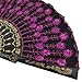 Rbenxia Vintage Folding Hand Fans Fabric Embroidered Sequins Fan Pack of 10 Pieces Random Color