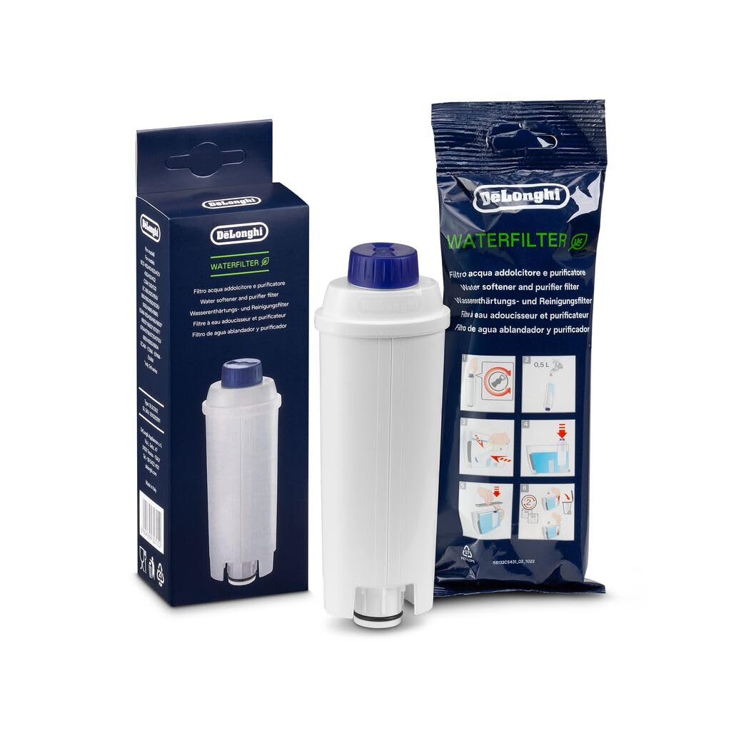 Water Filter, Purifier & Sweetener, Reduces Limescale, Filters Contaminants, Improves Coffee Flavor, Easy Installation, Lasts Up to 2 Months, Suitable for All Coffee Machines DLSC002