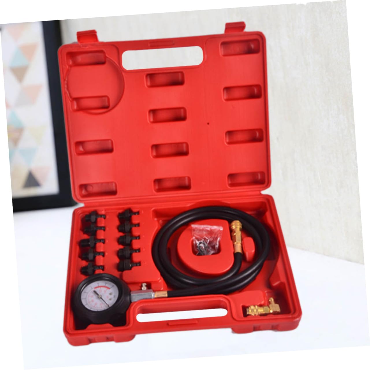 Mikinona Kit De Manómetro De Presión De Aceite para Motores con Adaptador De 90 Grados