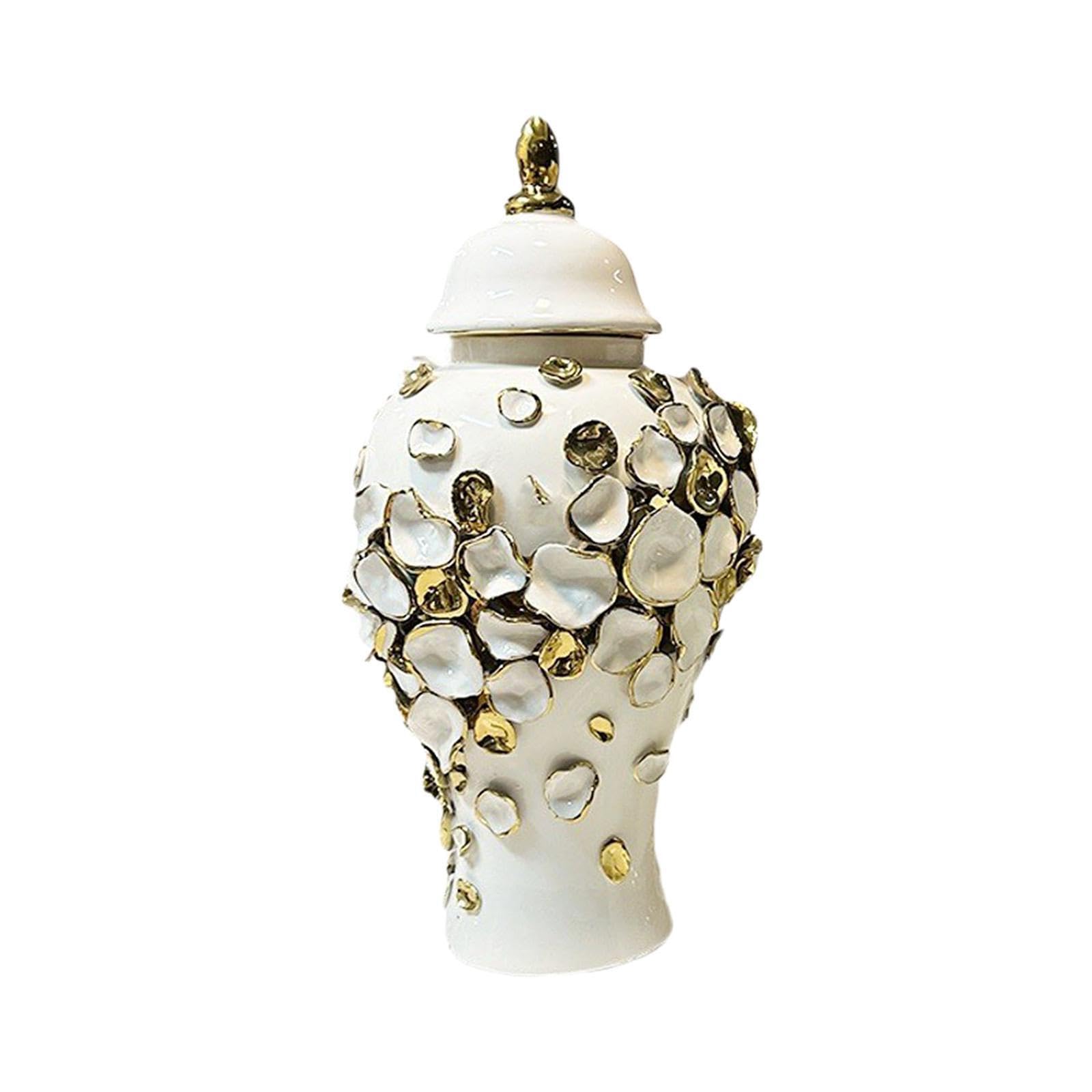 ALCXAZS Finely Crafted Ginger Jar Vase Porcelain Ginger Jar Handicraft Office Home Decor Beautiful Decorative Ceramic Storage Desktop Ornament Flower Vase