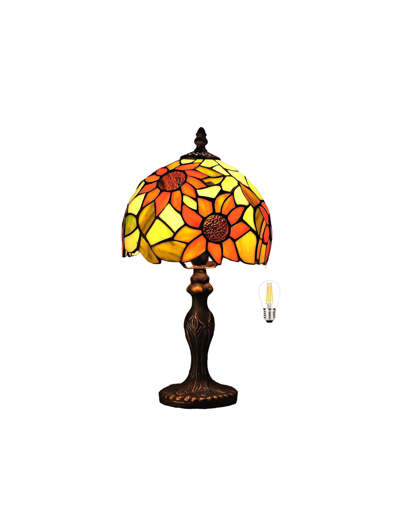 Vintage Glass Table Lamp, Bedside Lamp, Reading Lamp, Floor Lamp, for Bedroom Living Room-Include Light Bulb (8")