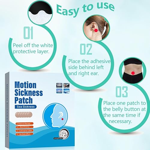 Miniatura 2 de Parches de mareo por movimiento para crucero, 14 unidades, parches de movimiento y mareo que no producen somnolencia detrás de la oreja para adultos