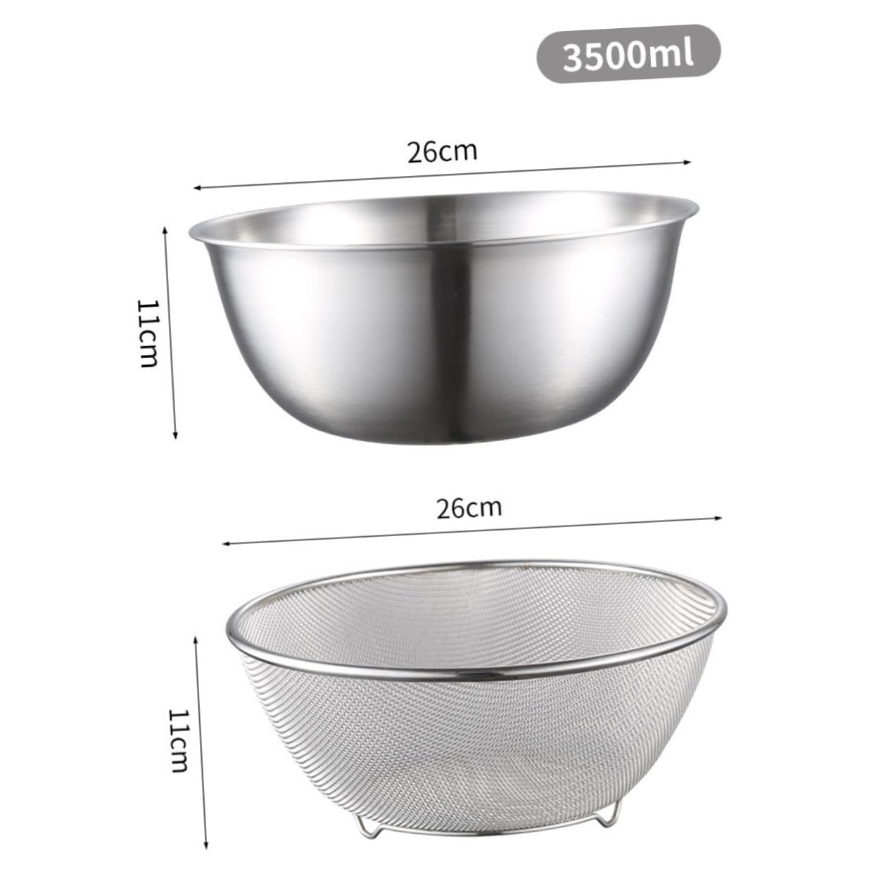 COLLBATH Colador Escurridor de Arroz y Frutas Cesta Estable y Multifuncional de Acero Inoxidable Fondo Plano Color Plata para Cocina y Uso Doméstico