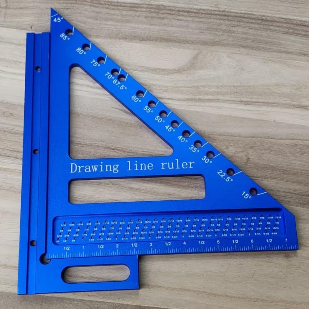 Équerre de travail du bois 21,6 cm 3D multi-angles en alliage d'aluminium pour outil de mesure d'angle Bleu