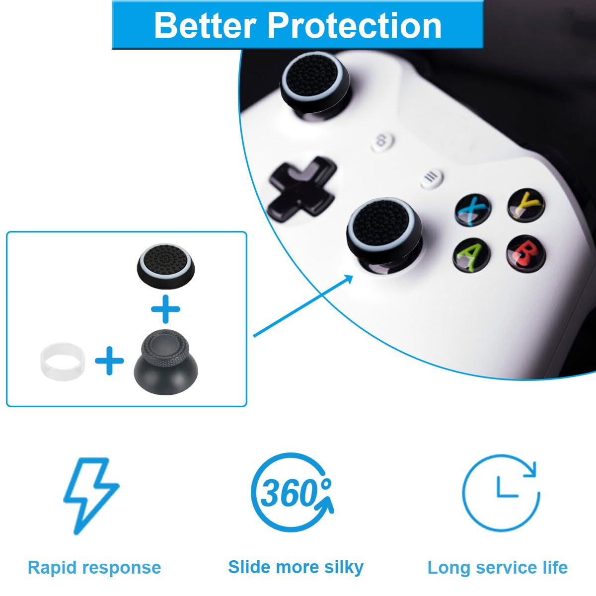 ZHUROUPU Joystick analógico de repuesto para Xbox One Controller, 3D Thumbstick Módulo Repalcement para Xbox one Controller, Drift dañado Joystick con Kit de reparación destornillador (4Pcs)