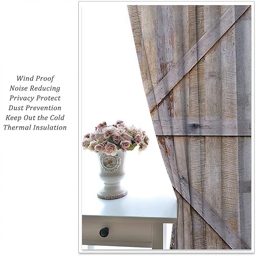 Miniatura 4 de Cortinas opacas rústicas antiguas para puerta de granja para niños y niñas, decoración de oscurecimiento de habitación, puerta de granero de madera