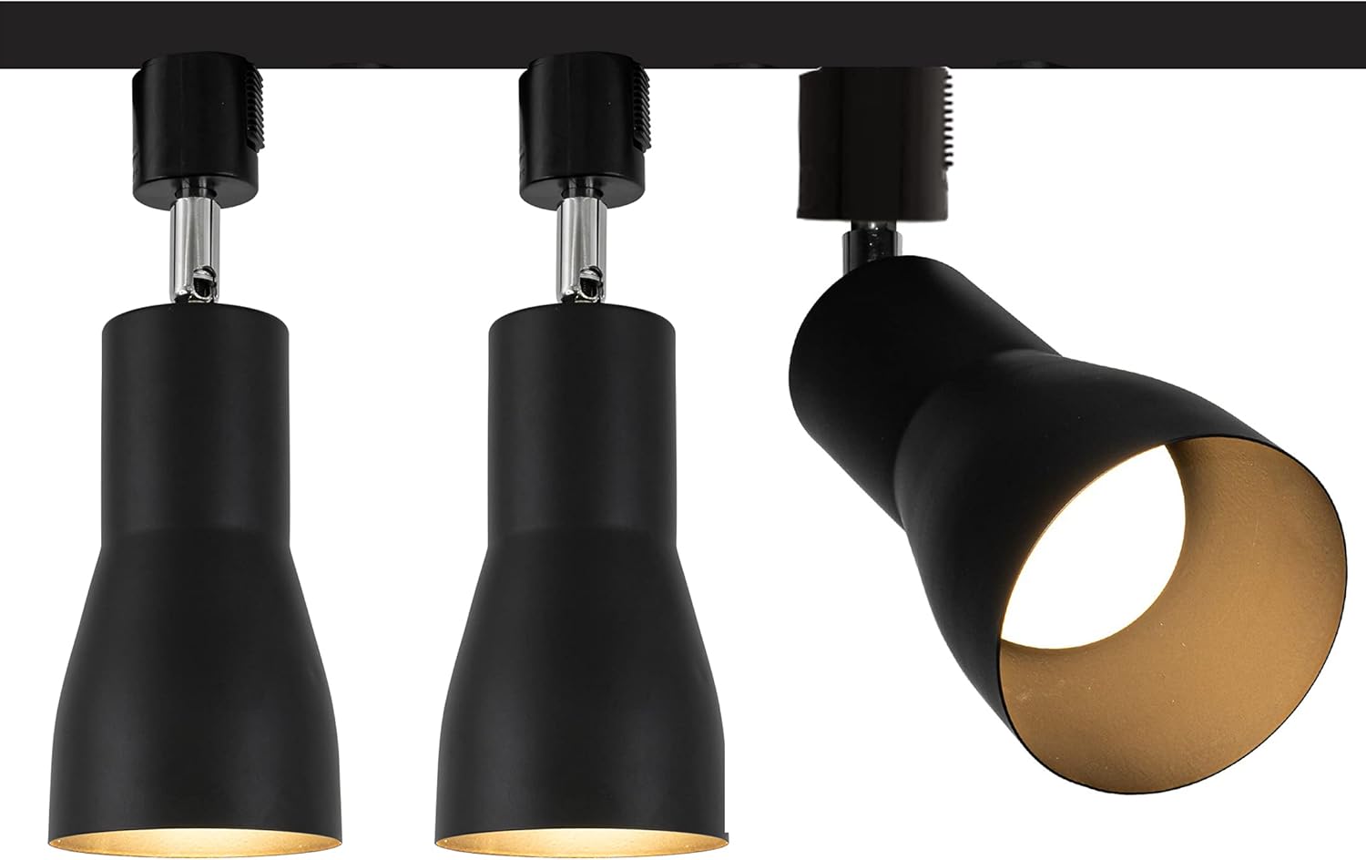 Set of Three Adjusted Angle Rotated Degree L-Type Track Lamp E26 Base Black Metal Vintage Design for Kitchen Bar Sink Loft(No Bulb & Track)