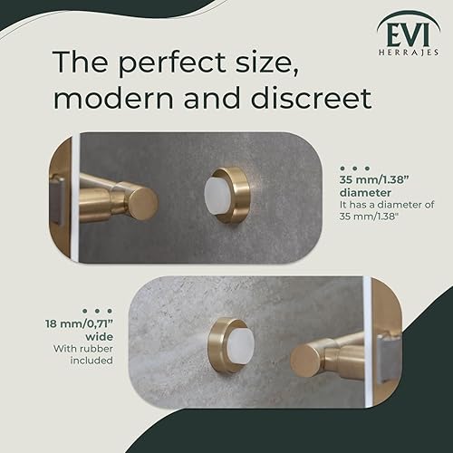 Miniatura 4 de EVI  Tope de puerta de pared  07 x 137 pulgadas  Goma blanca de silicona natural  Instalación adhesiva o tornillo acabado de latón  Mod I-254