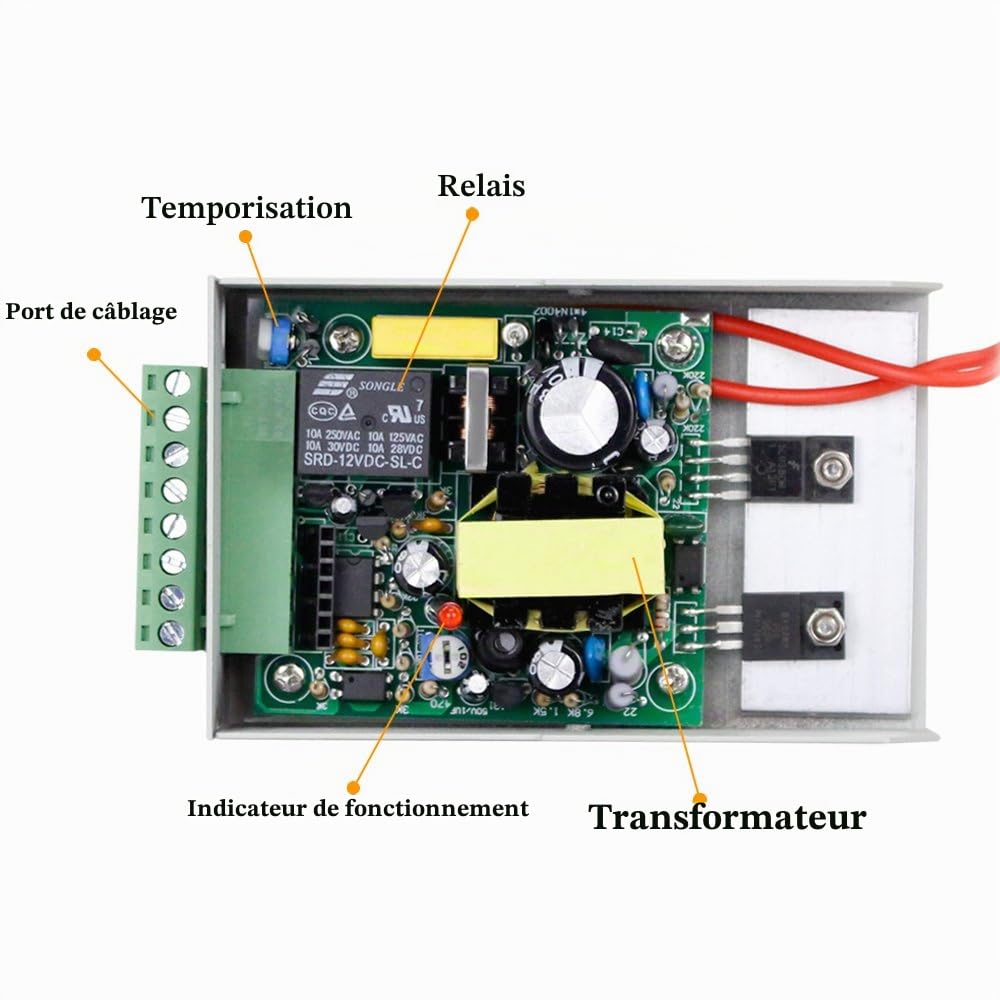 NN99 Lecteur de Cartes Clavier RFID avec système d'alimentation + Bouton de Sortie de Porte + 10pcs 125KHz Keyfobs No Electric Locks