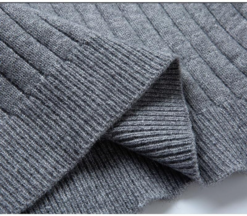 Half High Neck Men's Knitted Pullover Sweater Zipper Men Sweaters Gray