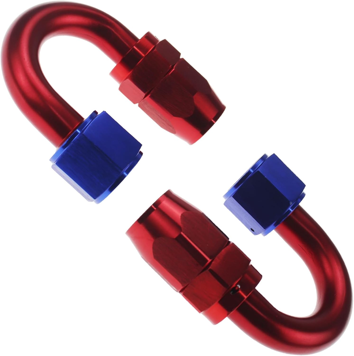 2PCS 10AN Straight Aluminum Swivel Hose End Fitting for Braided CPE Fuel Hose Blue/Red (Straight)
