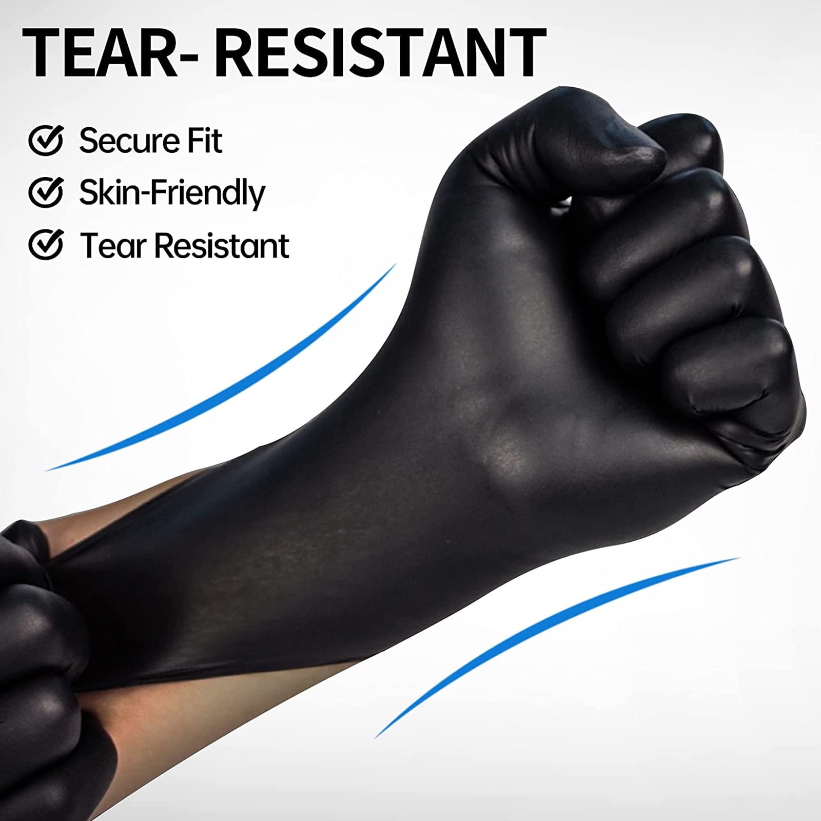 Intco Basic Medical Black Nitrile Exam Gloves 4.5 Mil - Latex-Free & Powder-Free - NGPF 1044 (box of 100), Small