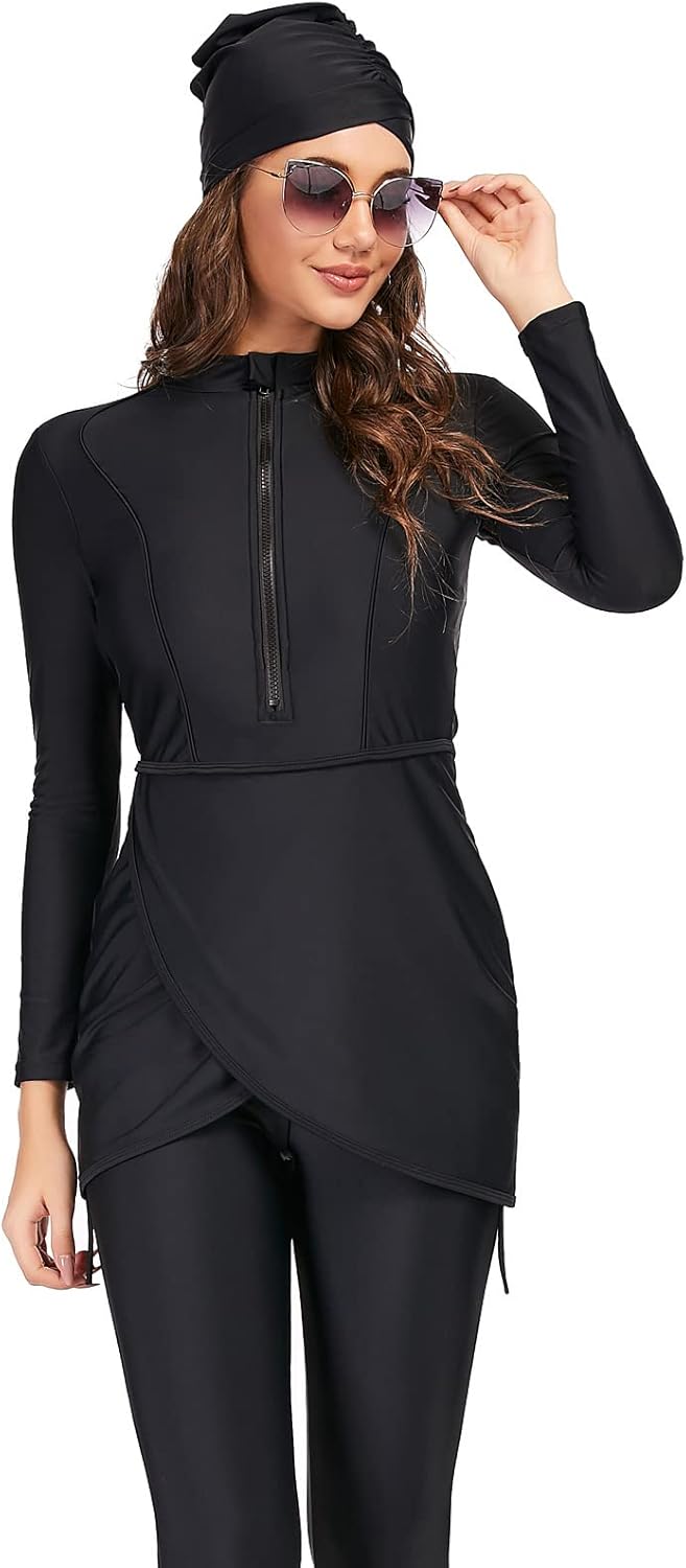 Burkini Swimsuits for Women Modest Muslim Swimsuit Islamic Long Sleeve Burkini Full Cover Hijab Top Pants ​Bathing Suit