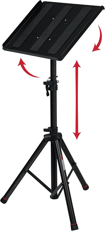 Heavy-Duty Adjustable Media Tray (GFW-UTL-MEDIATRAY2) | Adjustable, Reversible 19.25" x 15.75" Steel Tray, 36-48" Height, Supports Laptops, Projectors, Samplers, and more,