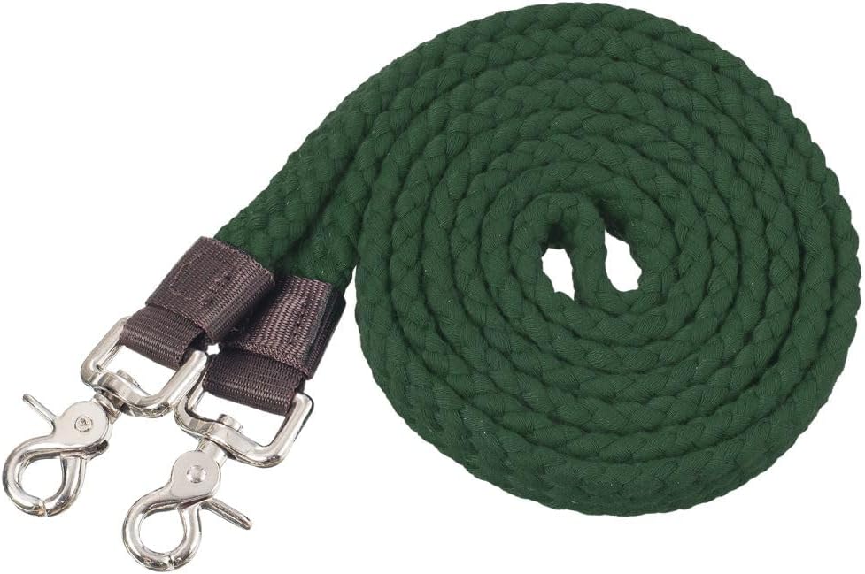 Tough 1 Flat Cotton Roping Reins 7ft Hunter Green