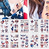 4th of July Temporary Tattoo Independence Day American Flag Red White Blue Design Body Art Patriotic