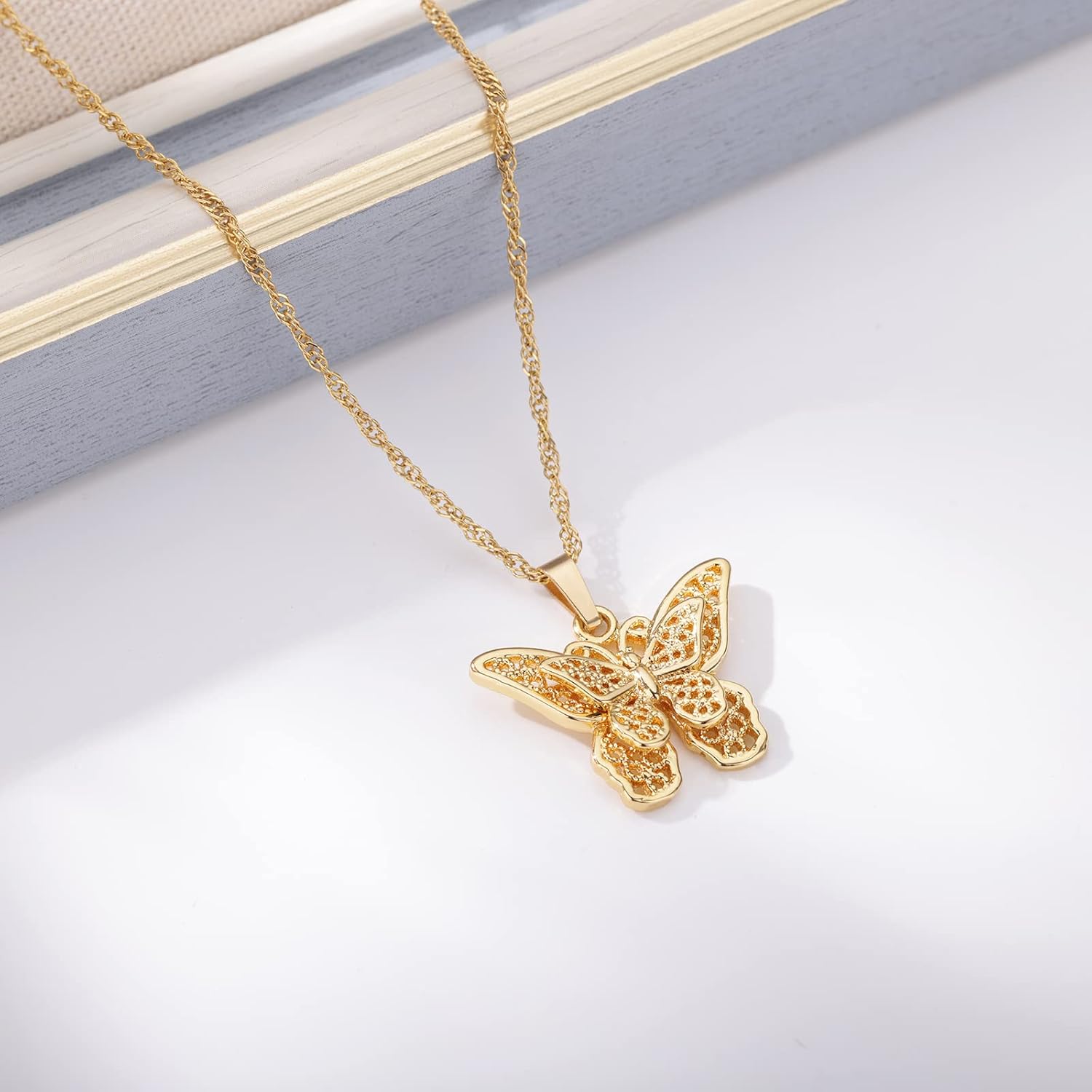 VAttract Butterfly Choker Necklace 18K Gold Plated Butterfly Necklace, 15 Inch Choker Chain, Great Present for Wife or Girlfriend - Image 4