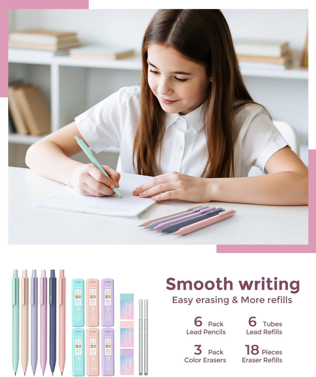 Nicpro 71PCS Bible Study Supplies Journaling Kit, Bible Study Kit for Women, Journaling Bible with Pen Case, Bible Highlighters, No Bleed Pens, Pencils, Sticky Notes & Tabs, Book Annotation Kit-Pink