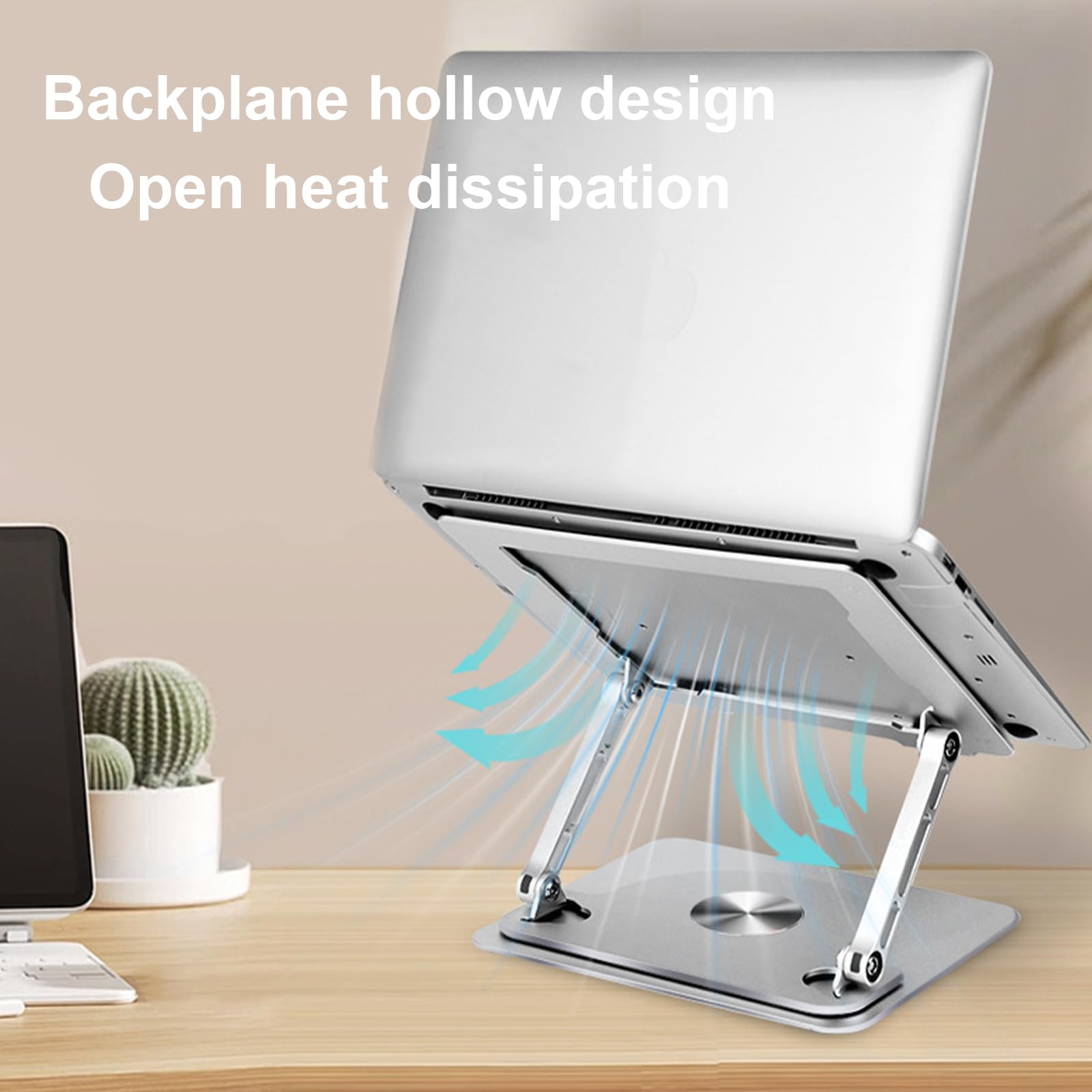 Soporte de disipación de calor para laptop, soporte de aluminio giratorio de 360 grados para portátiles de hasta 17 pulgadas