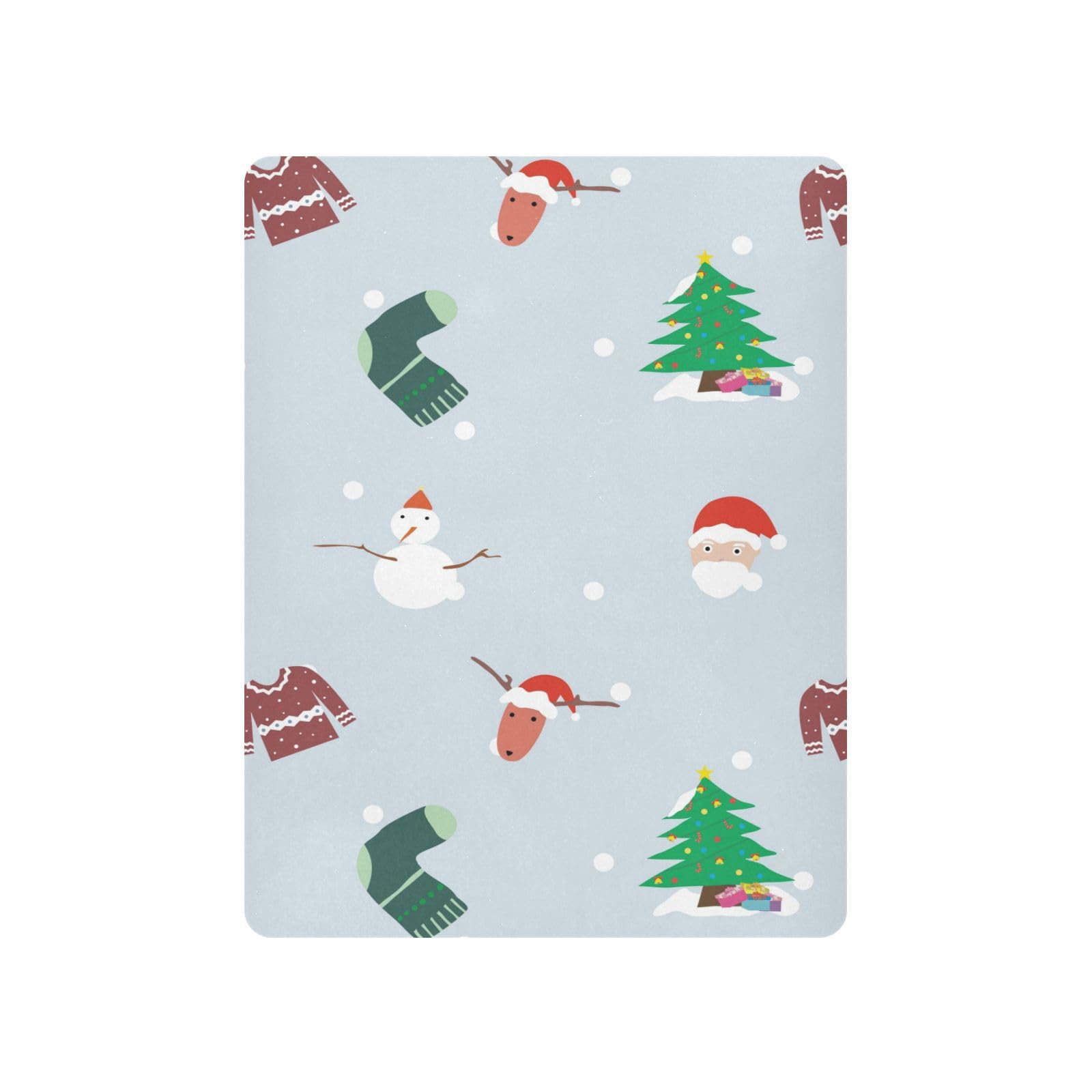 Moudou Christmas Santa Claus Snowman Playard Sheet for Boy Girls, Soft Breathable Fitted Toddler Sheet for Standard Playard Bed Mattress, 39 x 27 x 5 Inch