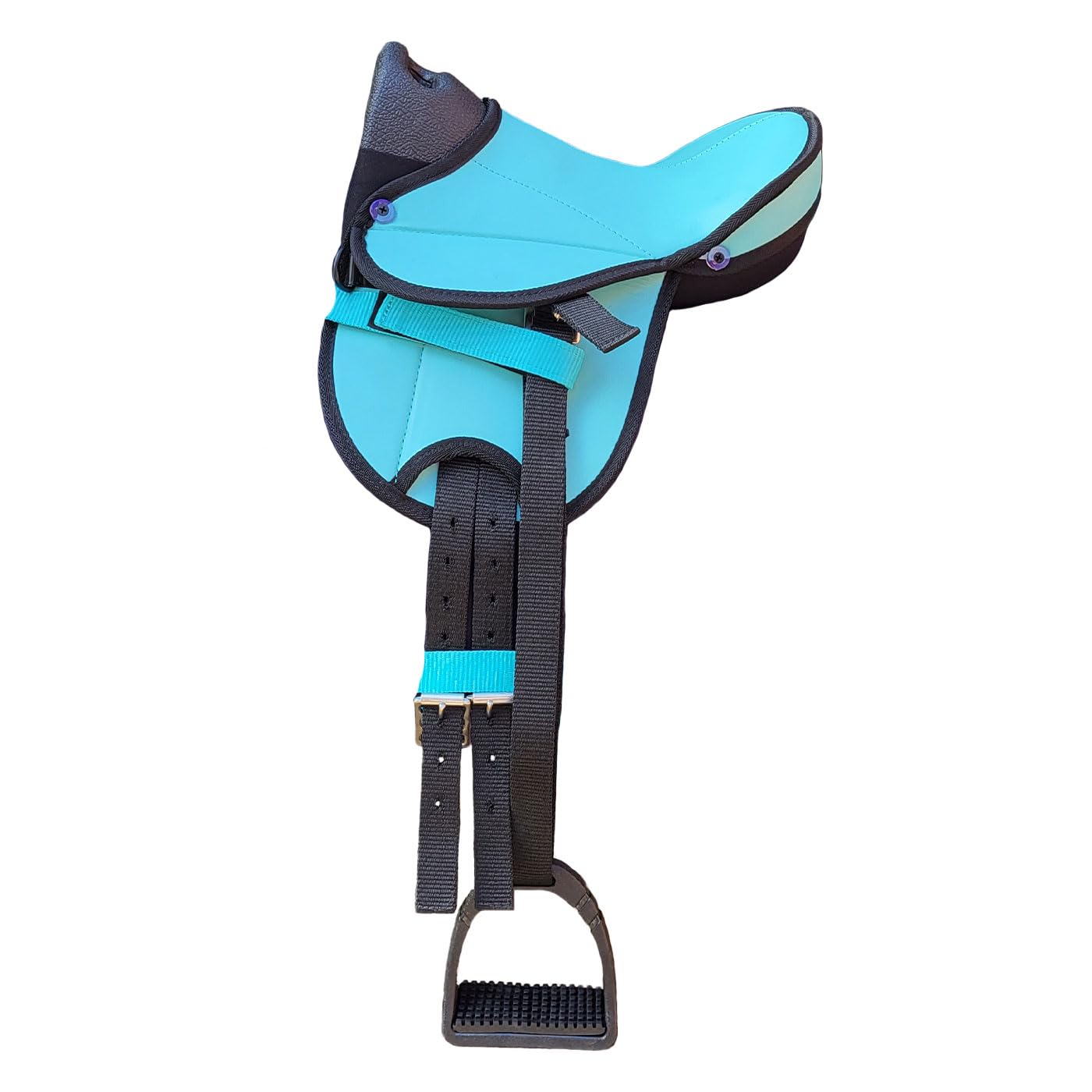 Brama West Kinder Shetty Sattel Set „Pony Fun“ | Sattel für Shetty Pony Holzpferd | mit Satteldecke, Sattelgurt, Steigbügel & Steigbügelriemen | Türkis Edition
