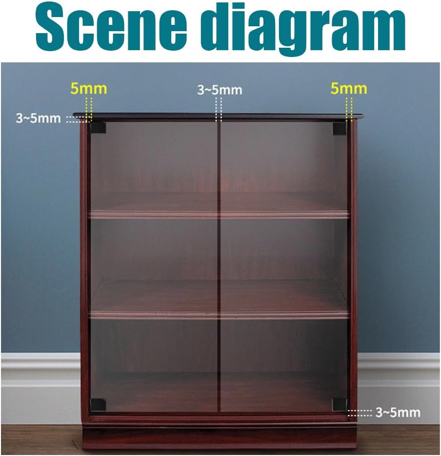 Black 8 Piece Frameless Glass Door Hinges Black Hinges for 3-5MM Thick Glass Kitchen Cabinet Doors
