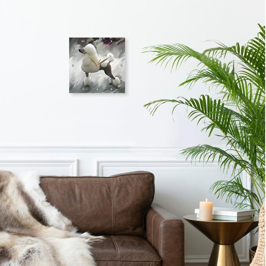 Miniatura 2 de 3dRose LLC Reloj de pared estándar caniche, 10 x 10 pulgadas