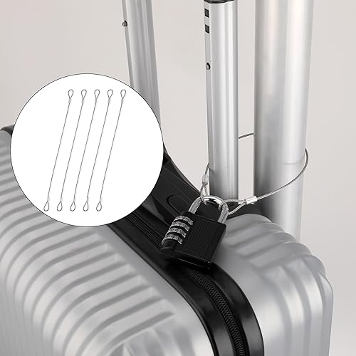 Miniatura 4 de Cable de seguridad con bucles, cable de acero de 12 pulgadas para cerraduras de equipaje, cuerda de alambre de seguridad con doble bucle de
