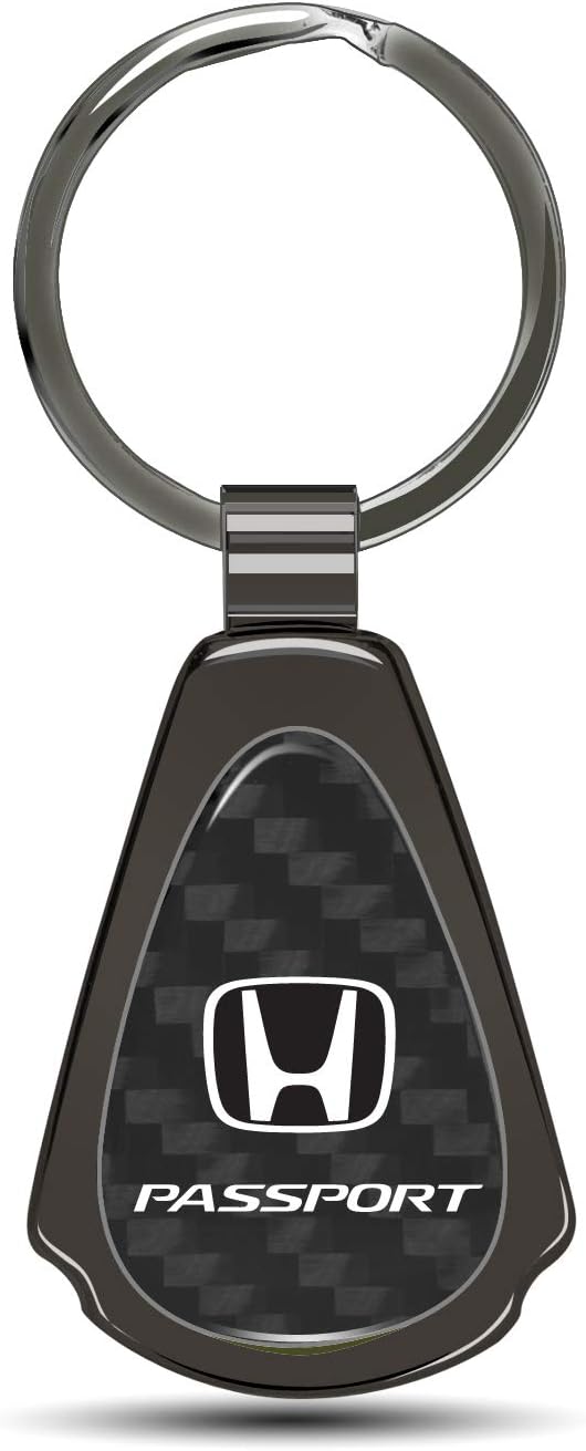 iPick Image for Honda Passport Real Carbon Fiber Chrome Metal Teardrop Key Chain