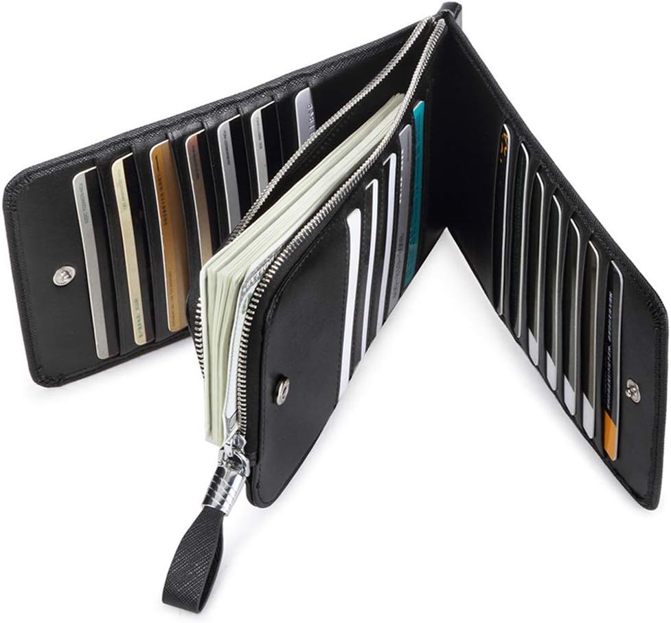 Women's Genuine Leather Credit Card Holder RFID Long Zipper Purse Wallet - Image 5