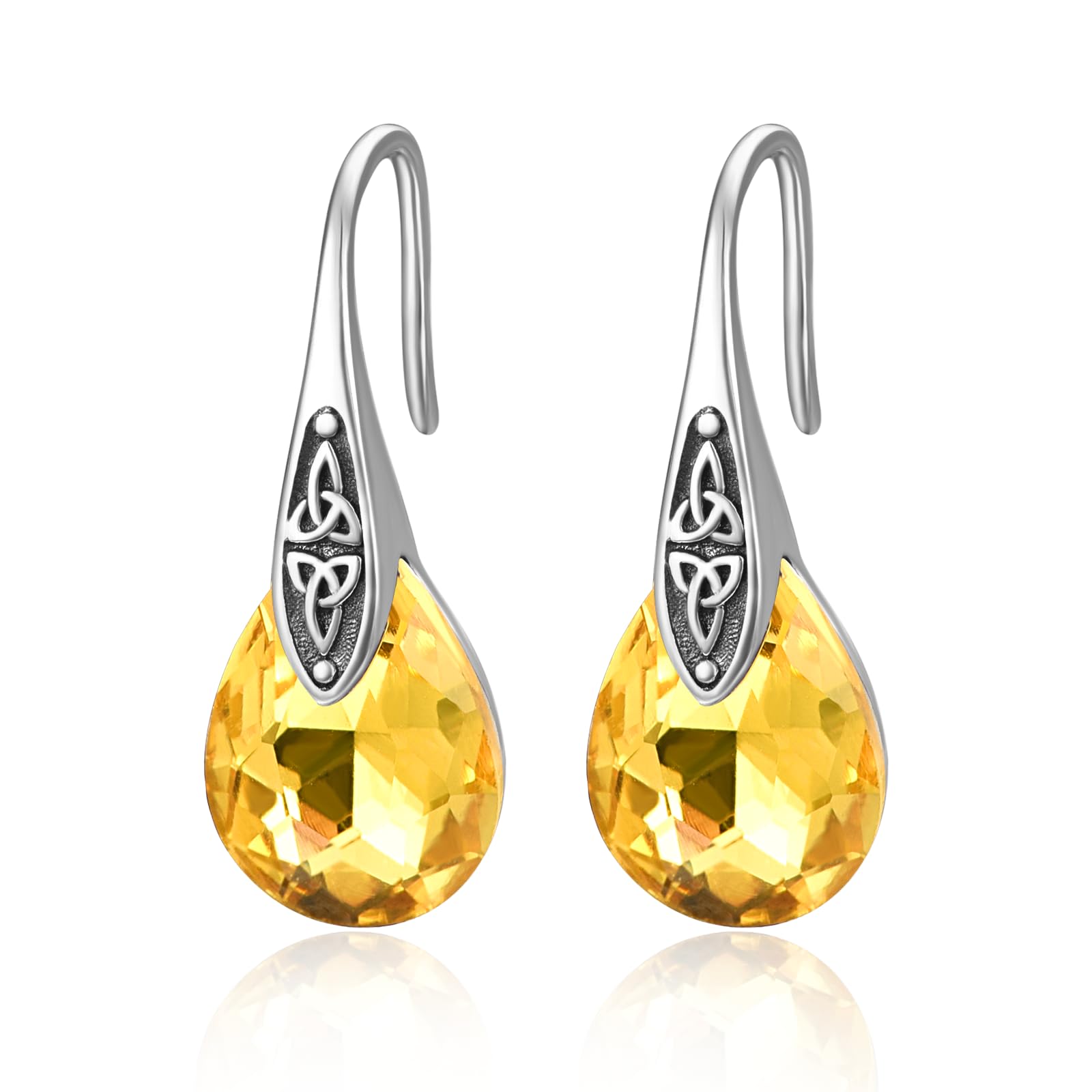 AENEASBirthstone Earrings for Women Sterling Sliver Celtic Knot Birthstone Dangle Drop Earrings Celtic Jewelry Birthday Gifts for Women Girls