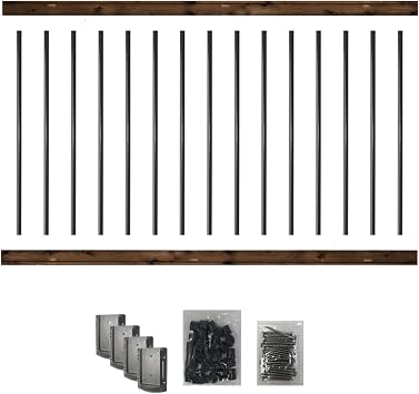 Nuvo Iron Deck Rail Kit - Pressure Treated, 6-feet for 42-in High Railing - Includes 2 Wood Rails, 15 balusters & 4 DRC Rail connectors