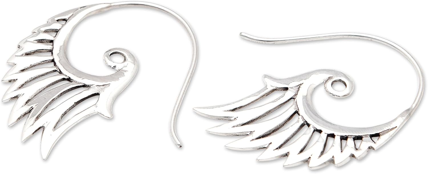 NOVICA Artisan Handmade .925 Sterling Silver Drop Shaped from Indonesia Animal Themed Sea Life Earrings