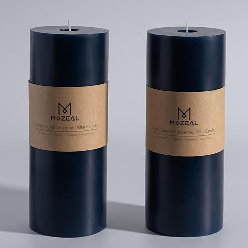 Miniatura 158 de MOZEAL Velas de pilar extra grandes de color borgoña de 4" x 10" (juego de 2), sin perfume, sin goteo, sin humo, de larga combustión limpia, velas
