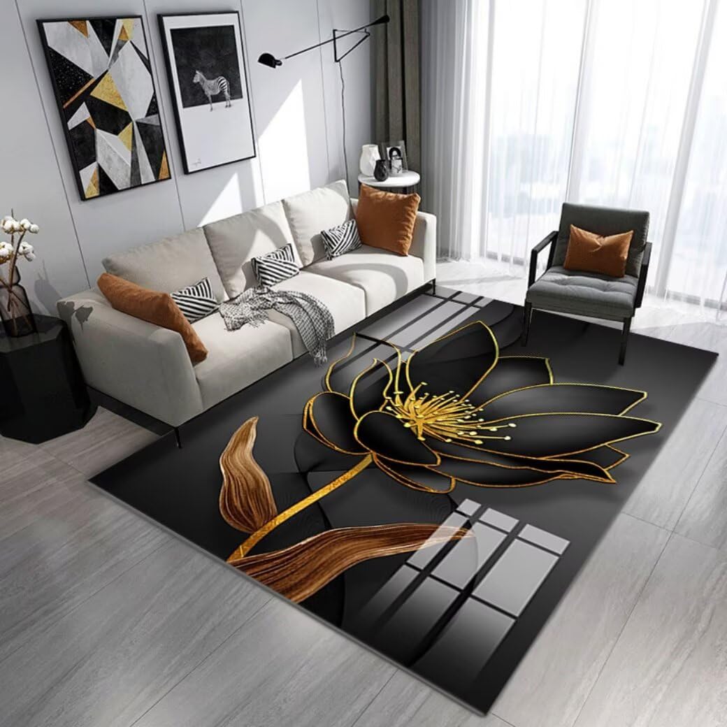 Tapis antidérapant 180x250cm géométrique jaune moderne pour grand salon