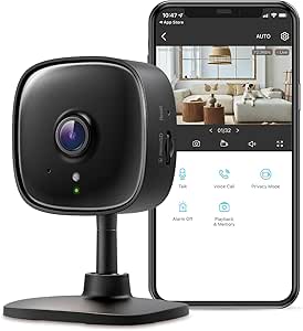 Tapo TP-Link New 2K Indoor Security Camera for Baby Monitor, Pet Camera | Motion Detection | 2-Way Audio | Night Vision | Cloud & SD Card Storage | Works w/Alexa & Google Home | Black C111 asin的图片