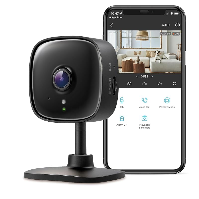 Câmera interna Wi-Fi 2K para gatos com áudio bidirecional Tapo C111, Black, 1 unidade